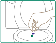 Graphic depicting the patient dropping the empty capsule into the toilet